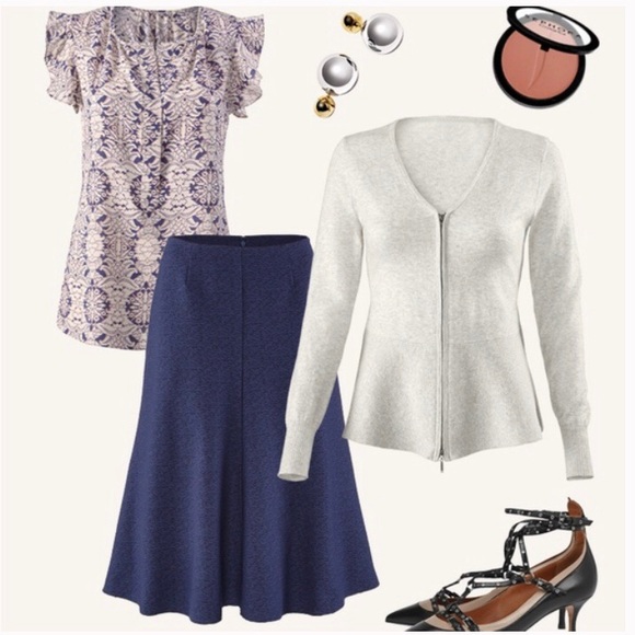 CAbi Blue Embossed Skirt - Picture 2 of 8